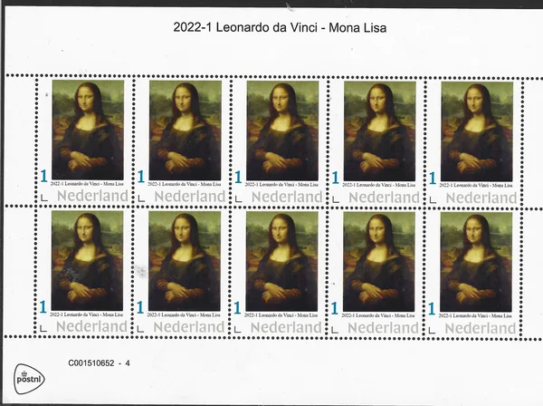 2022-1 Leonardo Da vinci Mona Lisa vel-sheetlet MNH