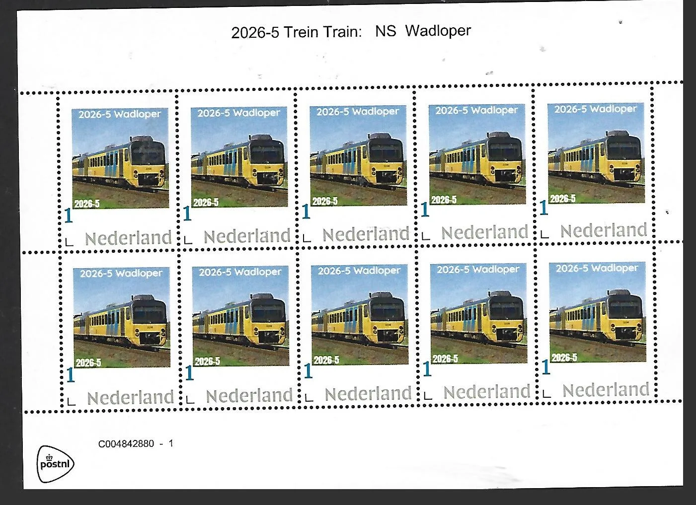 Netherlands 2026-5 Train: Wadloper NS sheet MNH
