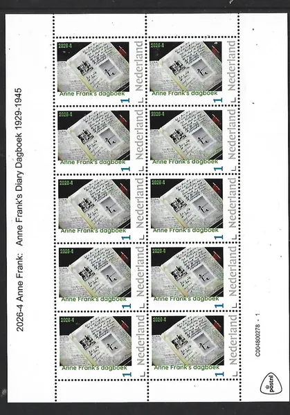 Nederland 2026-4 Anne Frank: Anne Frank's dagboek diary sheet postfris/mnh