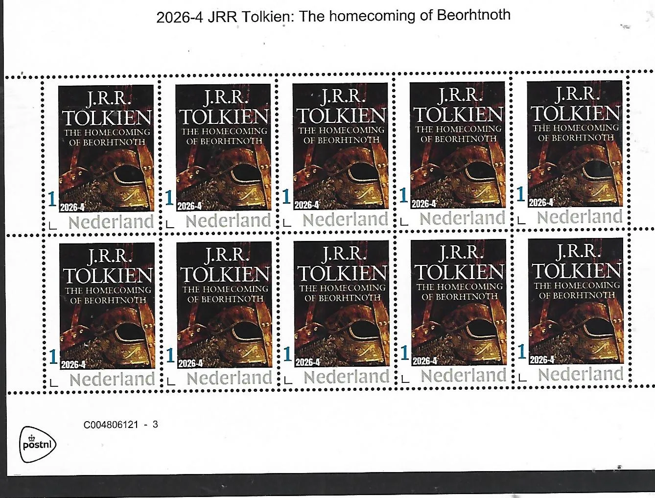 Netherlands 2026-4 JRR Tolkien: homecoming of Beorhtnoth sheet MNH