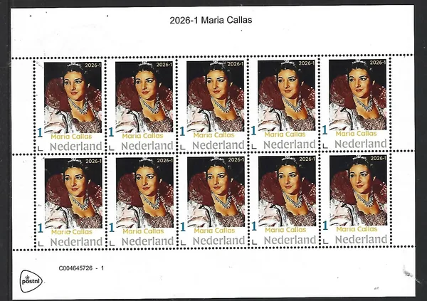 Nederland 2026-1 Maria Callas : the Disney princess sheet postfris/mnh