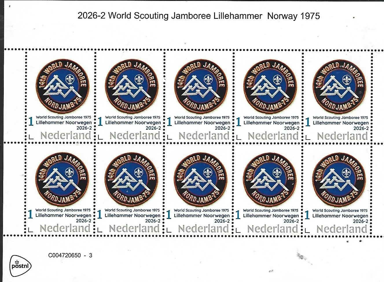 Netherlands 2026-2 Padvinderij Scouting: World Jamboree Lillehammer 1975 sheet MNH