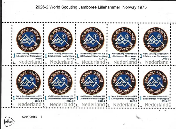 Netherlands 2026-2 Padvinderij Scouting: World Jamboree Lillehammer 1975 sheet MNH