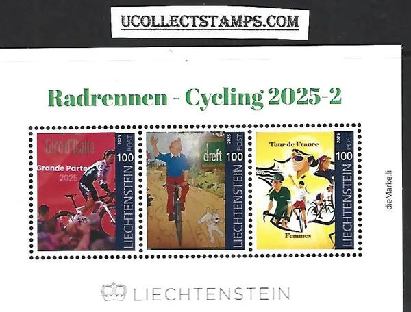 Liechtenstein 2025-2 Cycling Giro, Tintin, Tour de France m/s postfris/mnh