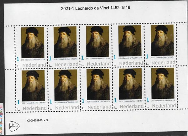 Netherlands 2021-1 Leonardo da Vinci 1452-1519 sheet MNH