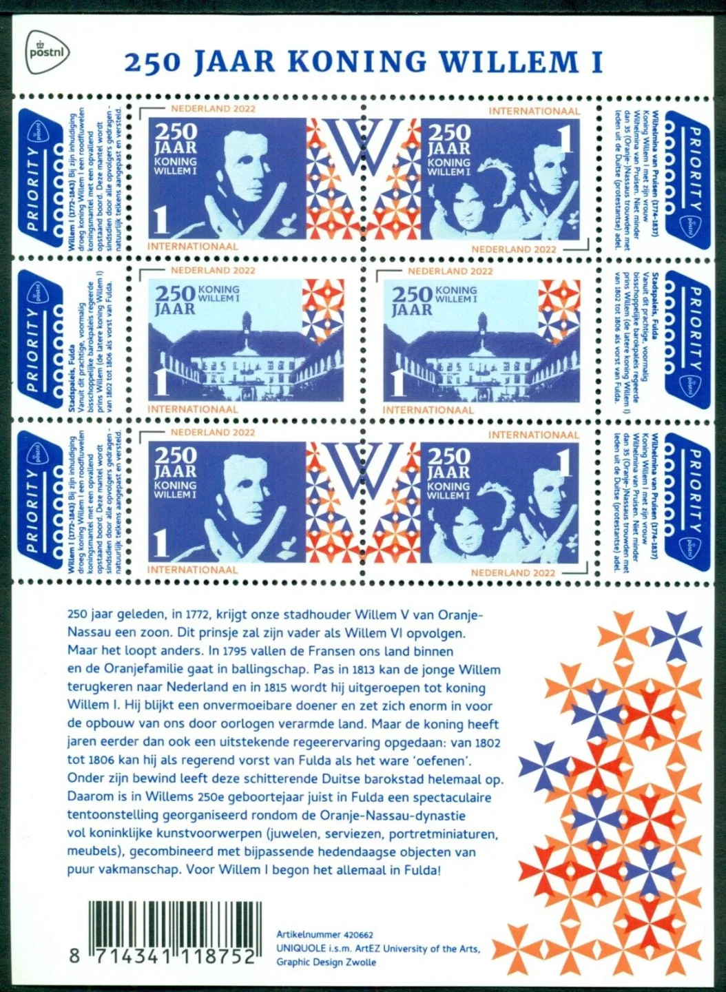Netherlands 2022 250 years King William I V4039-40 MNH