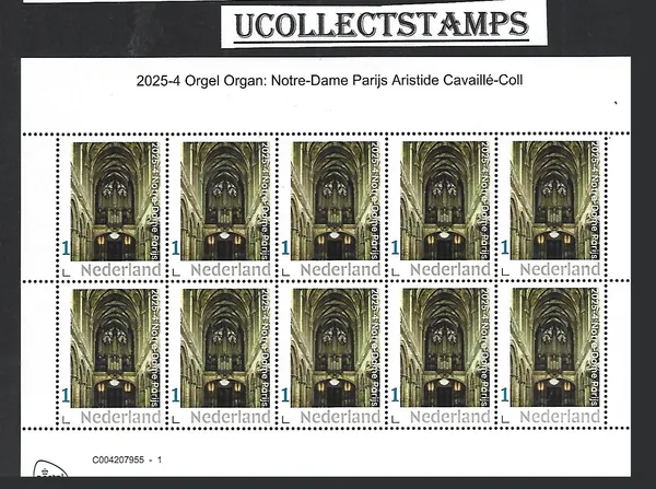Netherlands 2025-4 Organ: Notre-Dame Paris sheet MNH