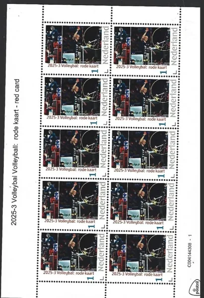 Nederland 2025-3 Volleybal Volleyball red card sheetlet postfris/mnh