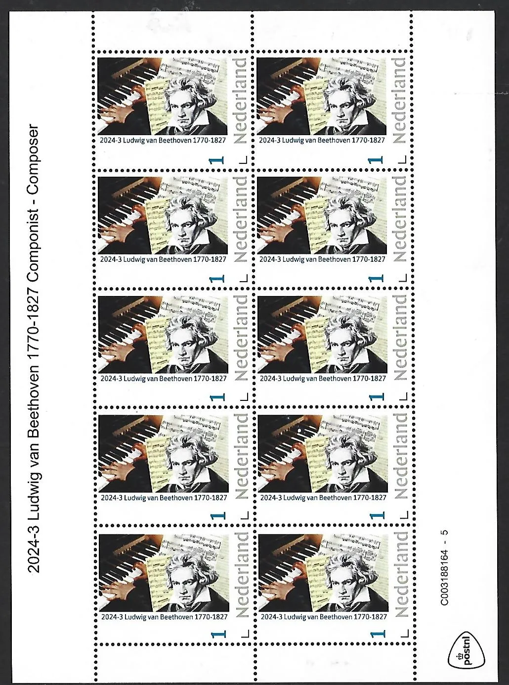 Pays-Bas 2024-3 Ludwig van Beethoven feuillet neuf/mnh