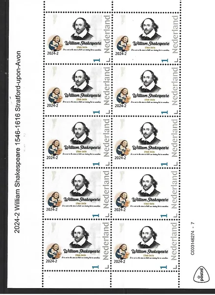 Nederland 2024-2 William Shakespeare sheetlet postfris/mnh