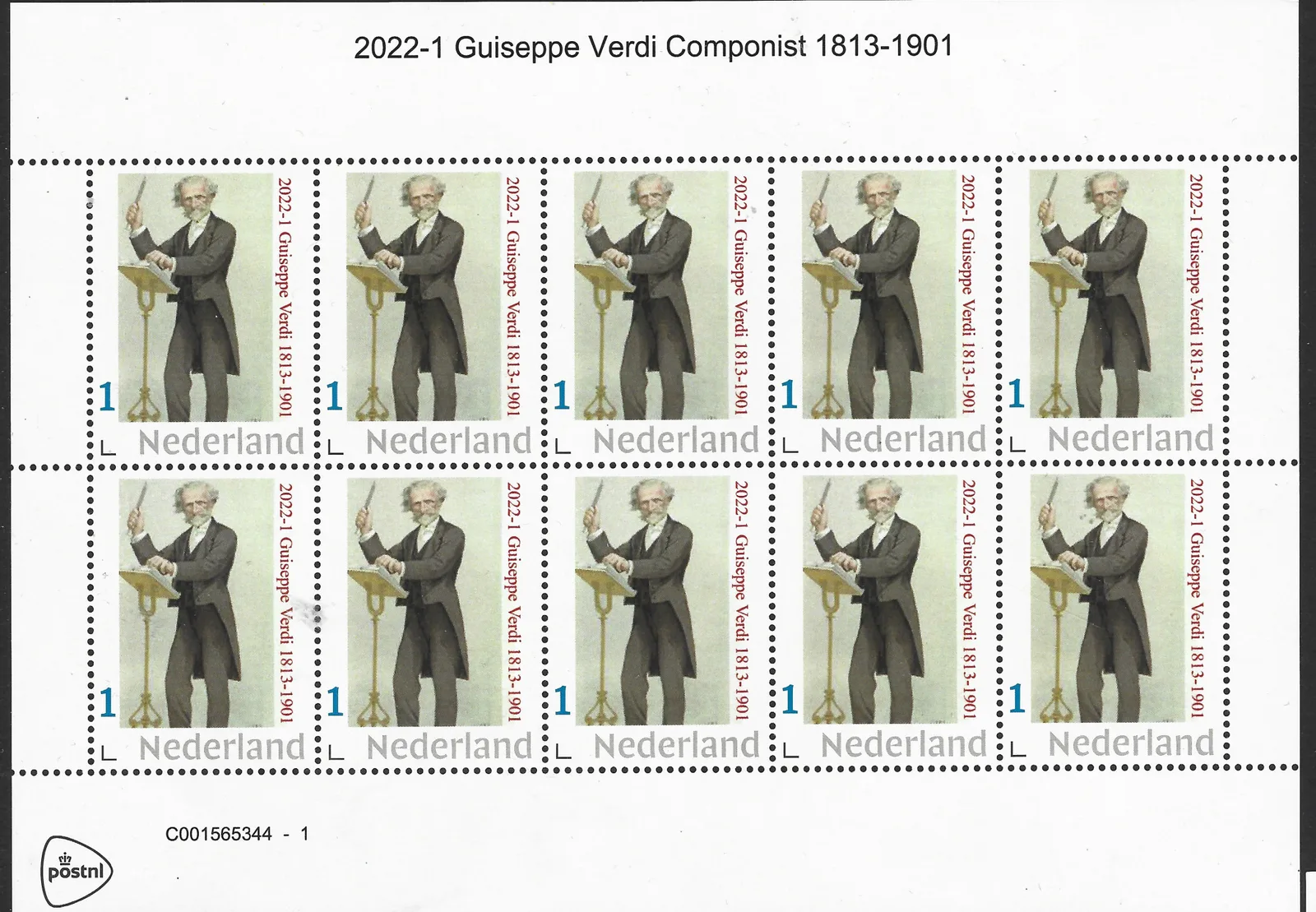 Pays-Bas 2022-1 Guiseppe Verdi feuillet de vitesse neuf/mnh