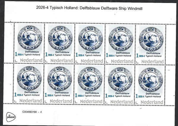 Nederland 2026-4 Typisch Holland Typical Dutch: Delftsblauw Delftware sheet postfris/mnh