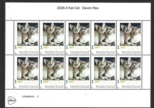 Nederland 2026-3 Kat Cat: Devon rex postfris/mnh