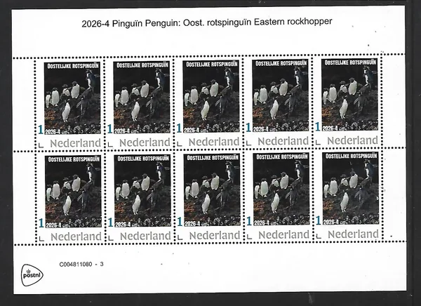 Nederland 2026-4 Pinguïn Penguin: Oostelijke rotspinguïn Rockhopper sheet postsfris/mnh