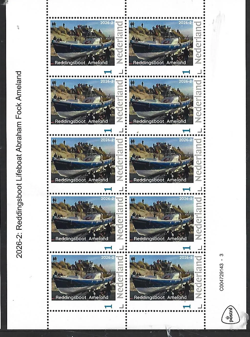 Netherlands 2026-2 Lifeboat: Abraham Fock Ameland sheet MNH