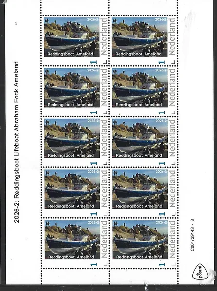 Nederland 2026-2 Reddingsboot Lifeboat: Abraham Fock Ameland sheet postfris/mnh