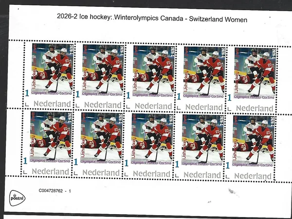Nederland 2026-2 IJshockey Ice hockey: Canada-Switzerland Olympics Milano sheet postfris/mnh
