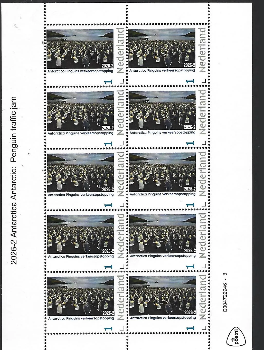 Nederland 2026-2 Antarctica Antarctic: Pinguïn Penguins traffic jam sheet postfris/mnh
