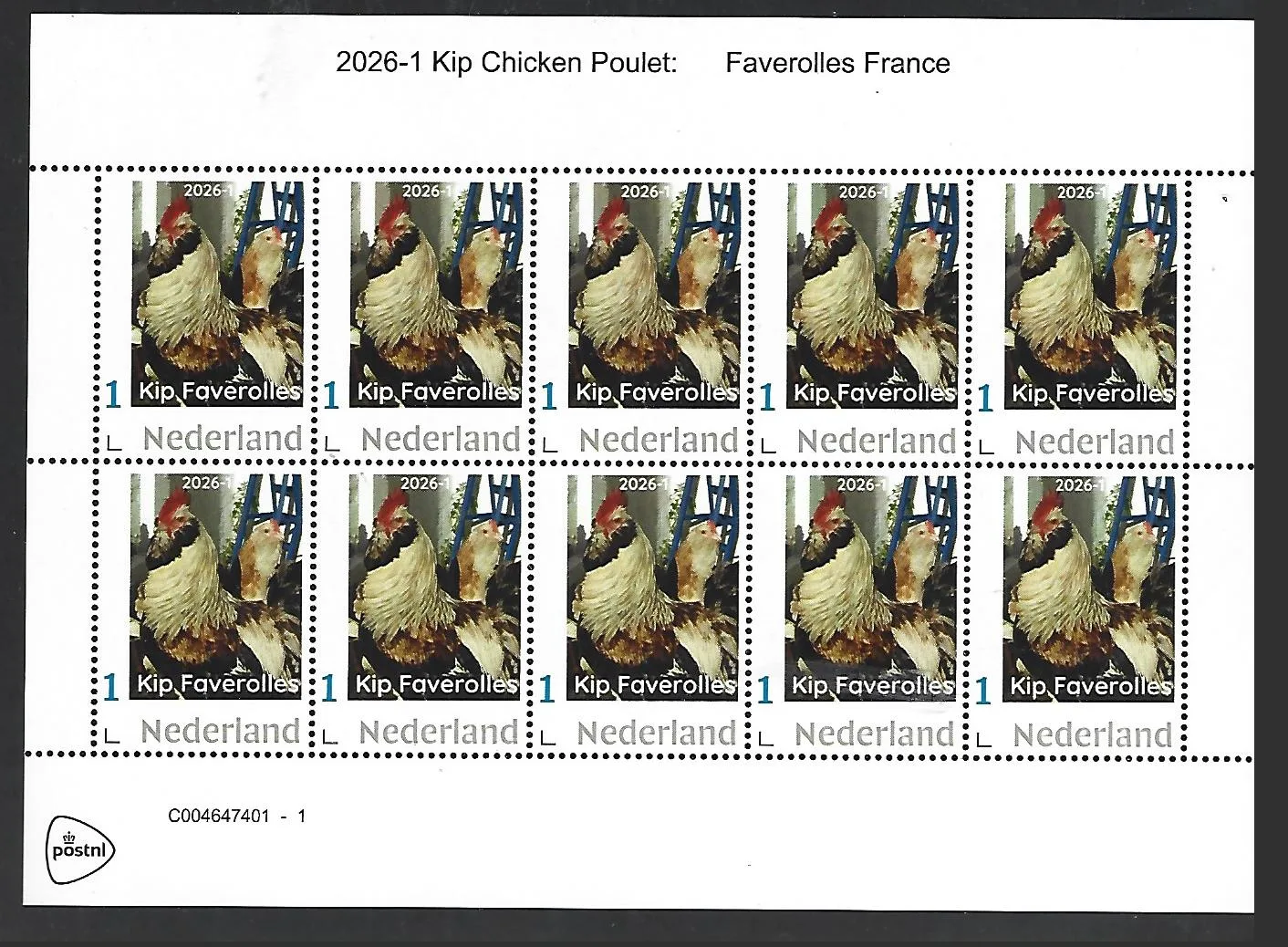 Nederland 2026-1 Kip Chicken: Faverolles sheet postfris/mnh