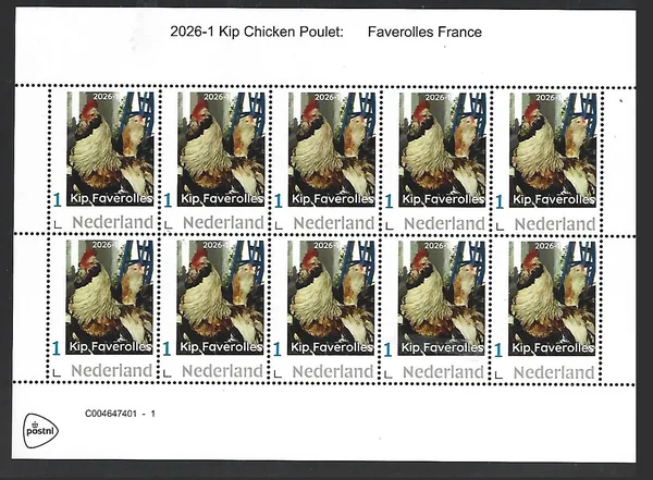 Netherlands 2026-1 Chicken: Faverolles sheet MNH