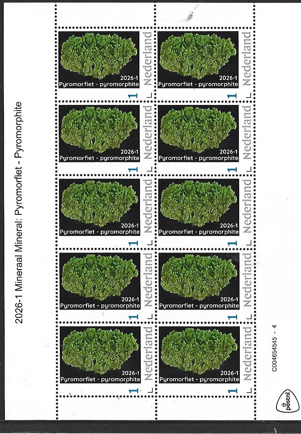 Netherlands 2026-1 Mineral: Pyromorphite sheet MNH