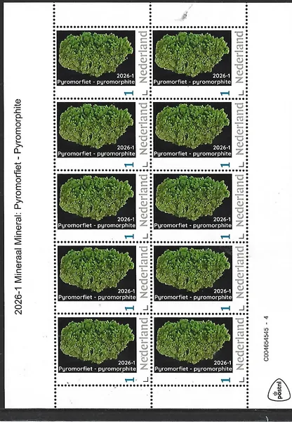 Netherlands 2026-1 Mineral: Pyromorphite sheet MNH