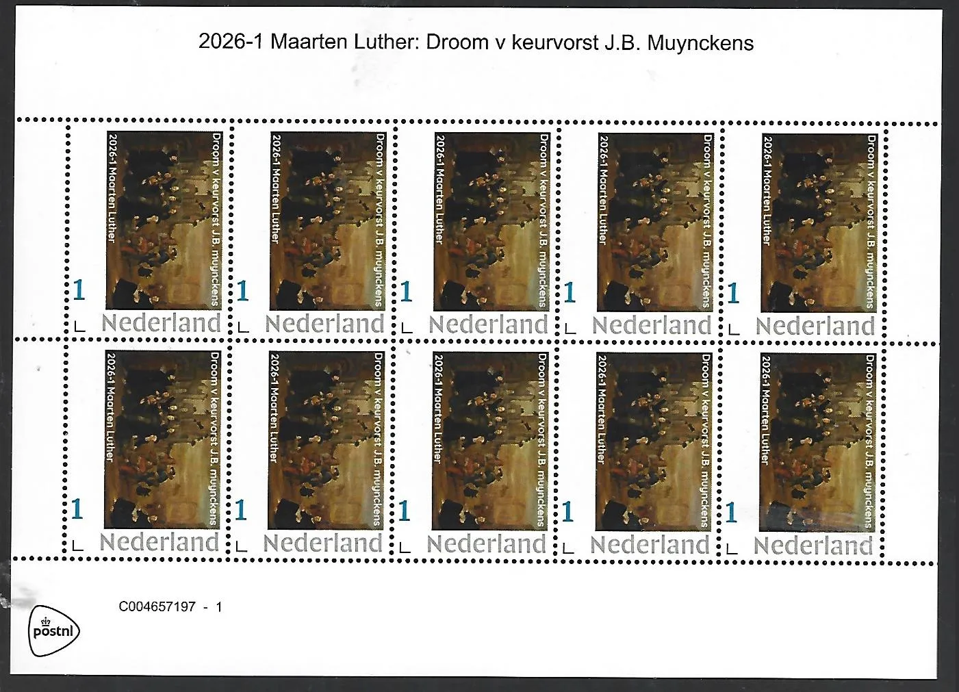 Netherlands 2026-1 Luther Reformation: Dream of the Prince Elector painting sheet MNH