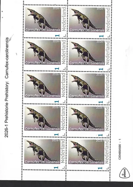 Netherlands 2026-1 Prehistory Carnuflex-carolinensis sheet MNH