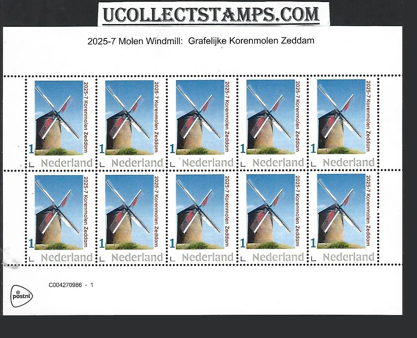 Netherlands 2025-7 Molen Windmill: Korenmolen Zeddam sheet MNH