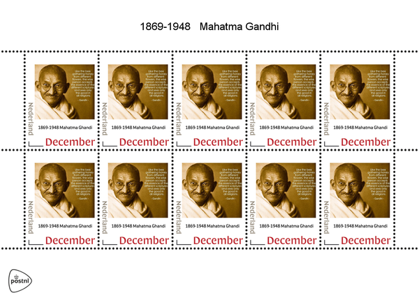 Nederland 2019-1 Mahatma Gandhi quote sheetlet postfris/mnh