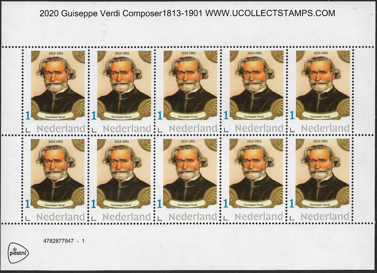 Niederlande 2020 Guiseppe Verdi Komponist Vel-Blockformat postfrisch/ungebraucht
