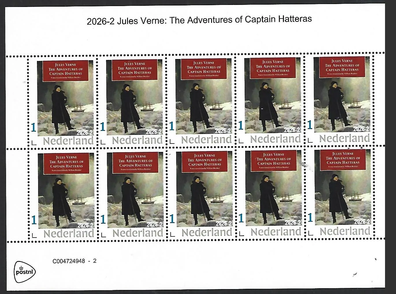Netherlands 2026-2 Jules Verne: Adventures of Captain Hatteras sheet MNH