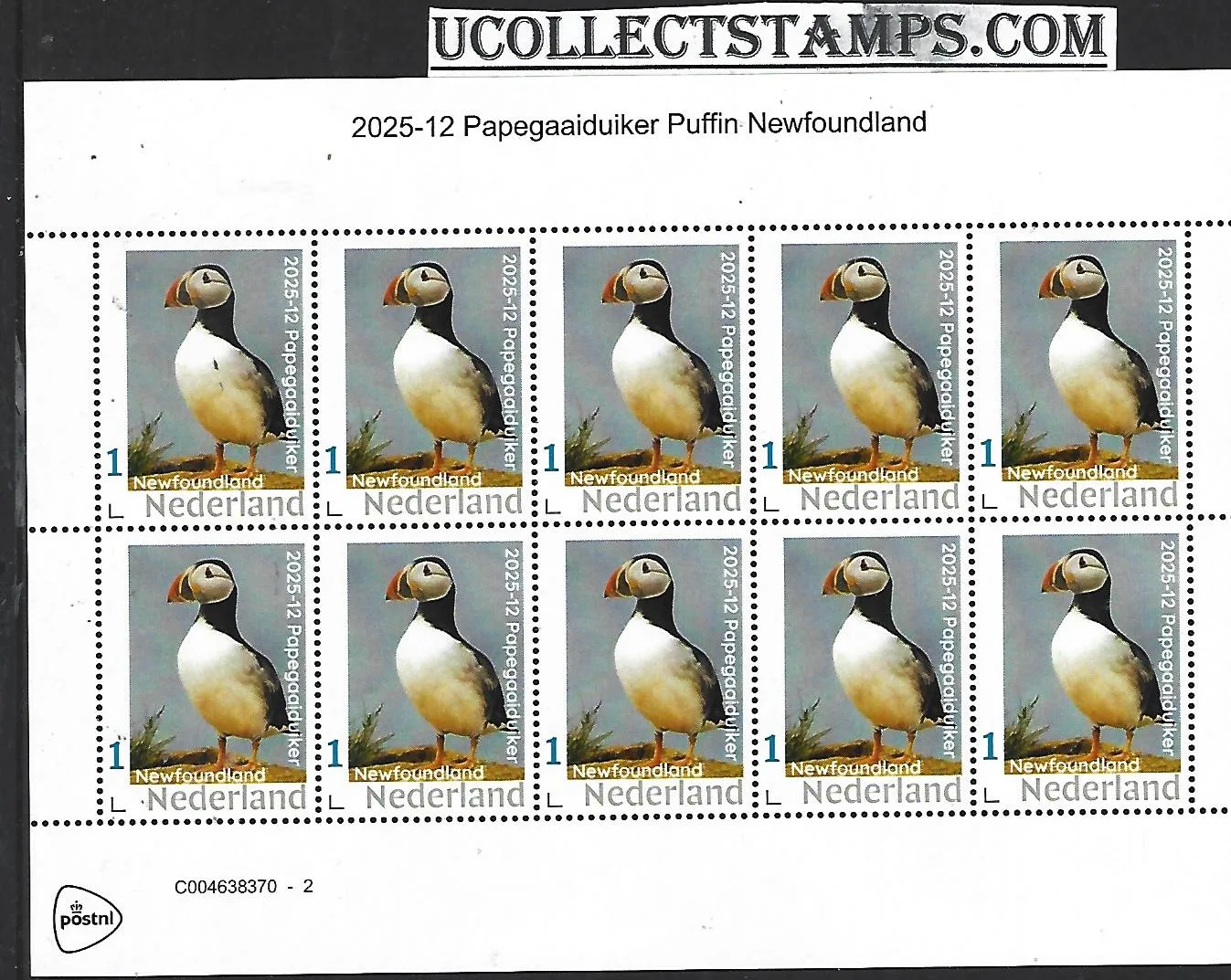 Nederland 2025-12 Papegaaiduikers Puffins Newfoundland sheetlet postfris/mnh