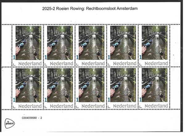 Netherlands 2025-2 Rowing: On the Rechtboomsloot Amsterdam sheet MNH