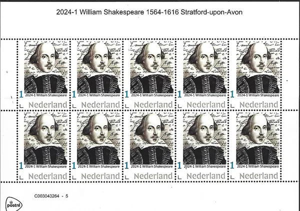Nederland 2024-1 William Shakespeare 1564-1616 vel-sheetlet postfris/mnh
