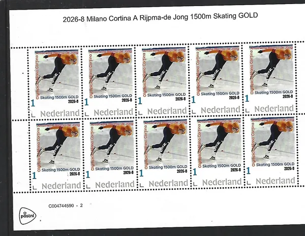 Netherlands 2026-8 Olympics Milano Cortina: A.Rijpma de Jong 1500m Skating sheet MNH