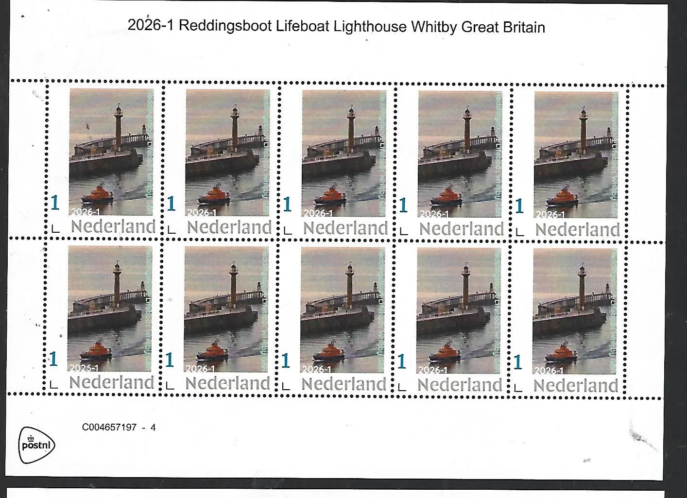Nederland 2026-1 ship lifeboat: Whitby lighthouse Gr. Britain sheet