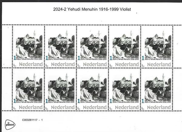 Netherlands 2024-2 Yehudi Menuhin Violinist sheetlet MNH