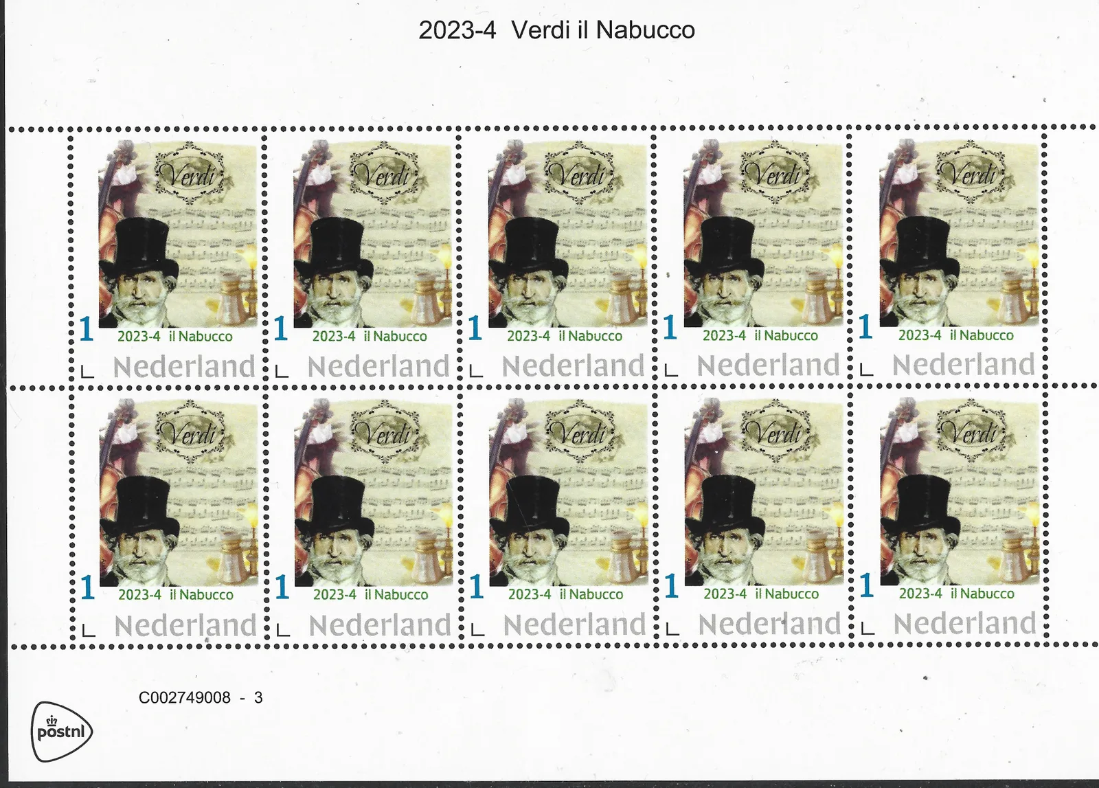 Niederlande 2023-4 Giuseppe Verdi Il Nabucco Velours-Kleinbogen postfrisch/tadellos