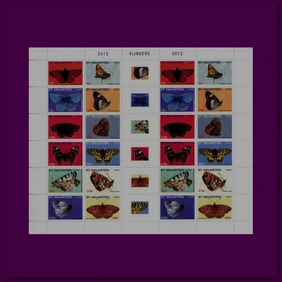 St Maarten V53-64 Vlinders - butterflies - schmetterlinge 2012 velletje/sheetlet/bogen postfris/mnh