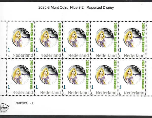 Nederland 2025-8 Munt Coin Disney Rapunzel 2heet postfris/mnh