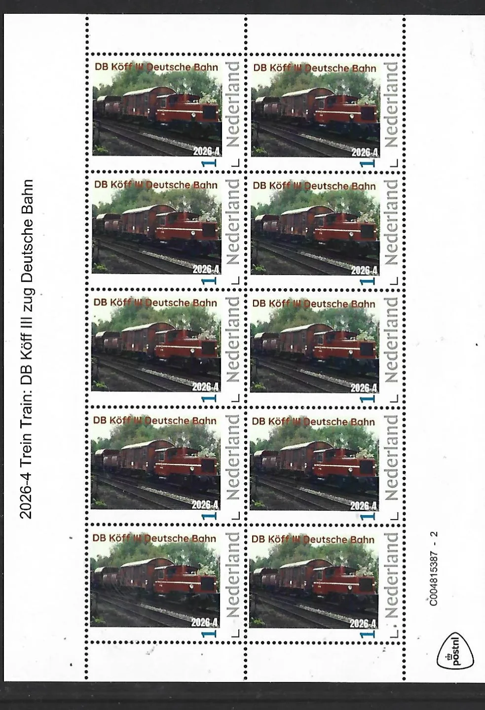 Nederland 2026-4 Trein Train: Köff III Deutsche bahn sheet postfris/mnh