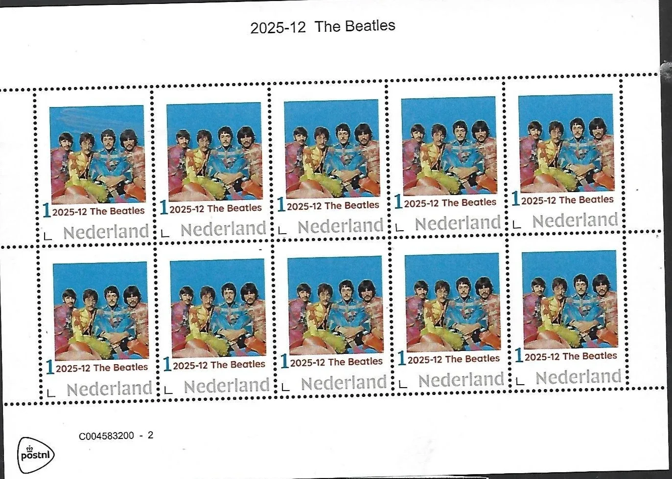 Netherlands 2025-12 The Beatles sheetlet MNH