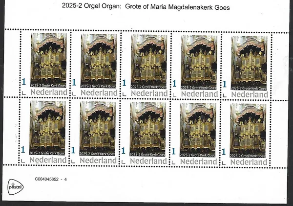 Nederland 2025-2 Orgel - Organ: Grote Kerk Goes sheetlet postfris/mnh