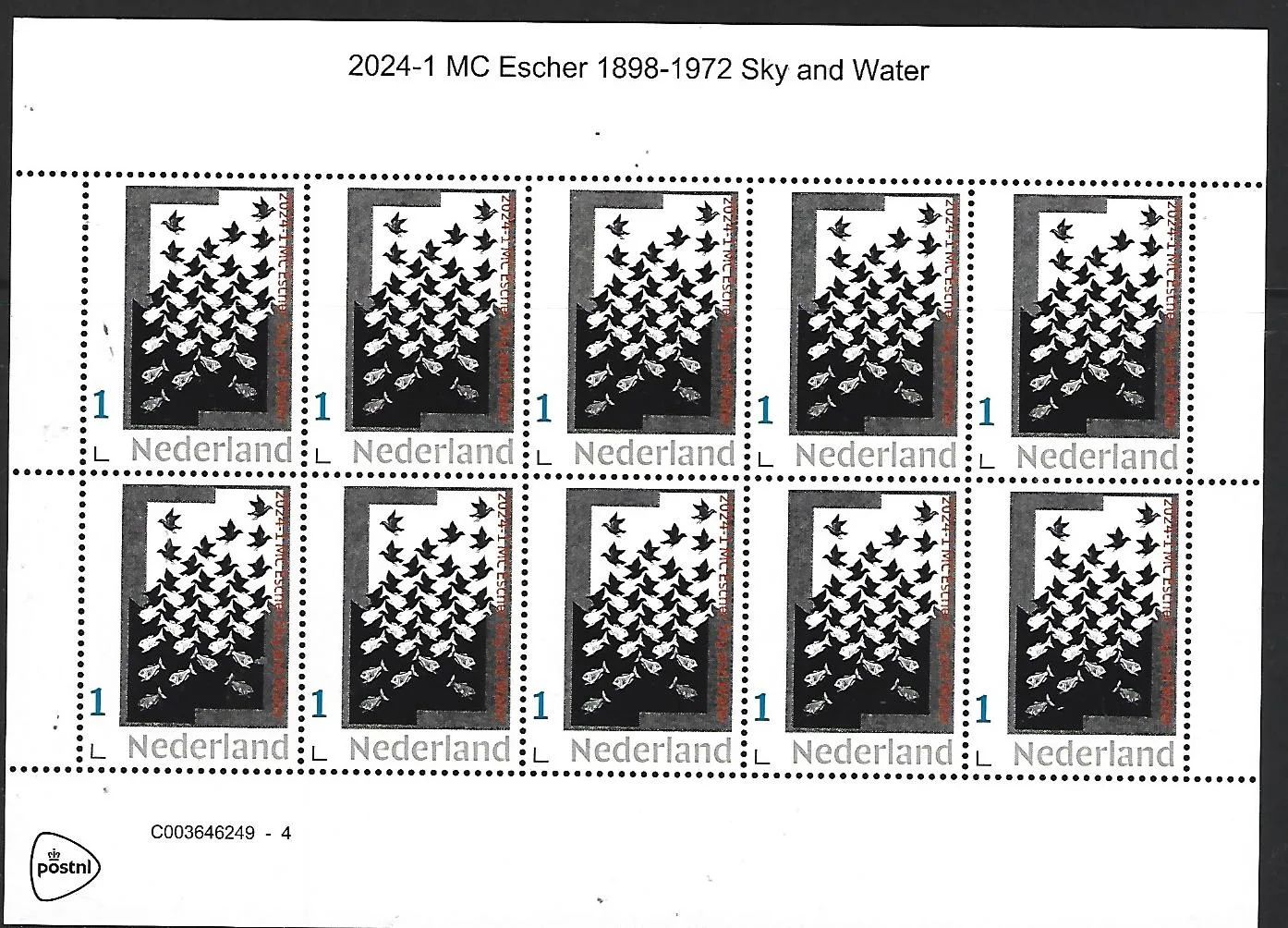 Pays-Bas 2024-1 MC Escher Sky and Water bloc postfris/mn