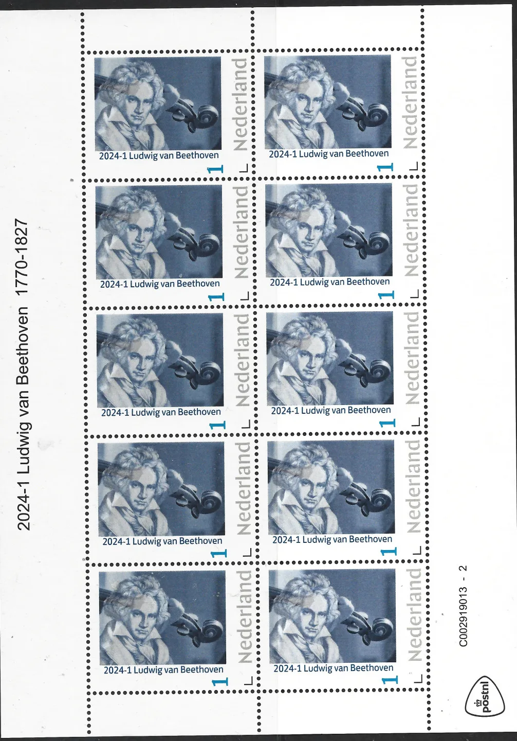 Niederlande 2024-1 Ludwig van Beethoven Vel-Sheetlet postfrisch/postfrisch