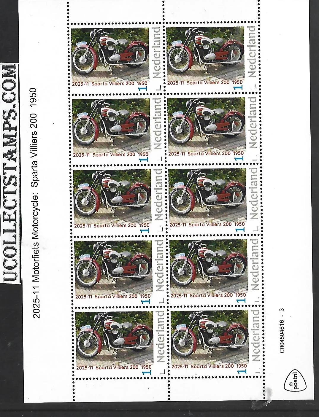 Nederland 2025-11 Motorfiets Motorcycle: Sparta Villiers 1950 SHEET postfris/mnh