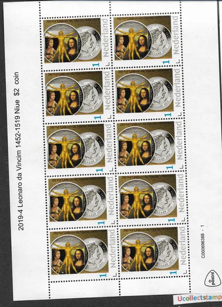 Netherlands 2019-4b Leonardo da Vinci Coin Niue $2 sheet MNH