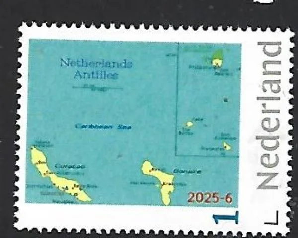 Nederland 2025-6 Caribian Netherlands: landkaart map postfris/mnh