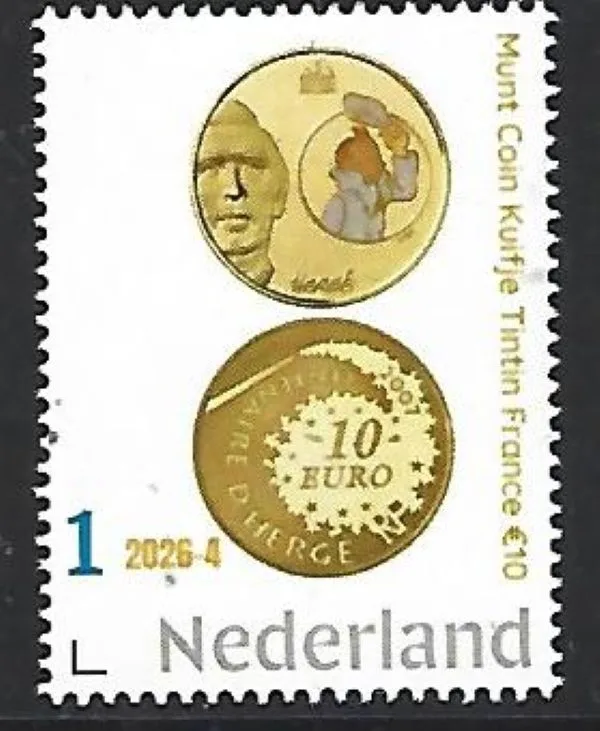 Nederland 2026-4 Coin on stamp Kuifje Tintin France €10 postfris/mnh